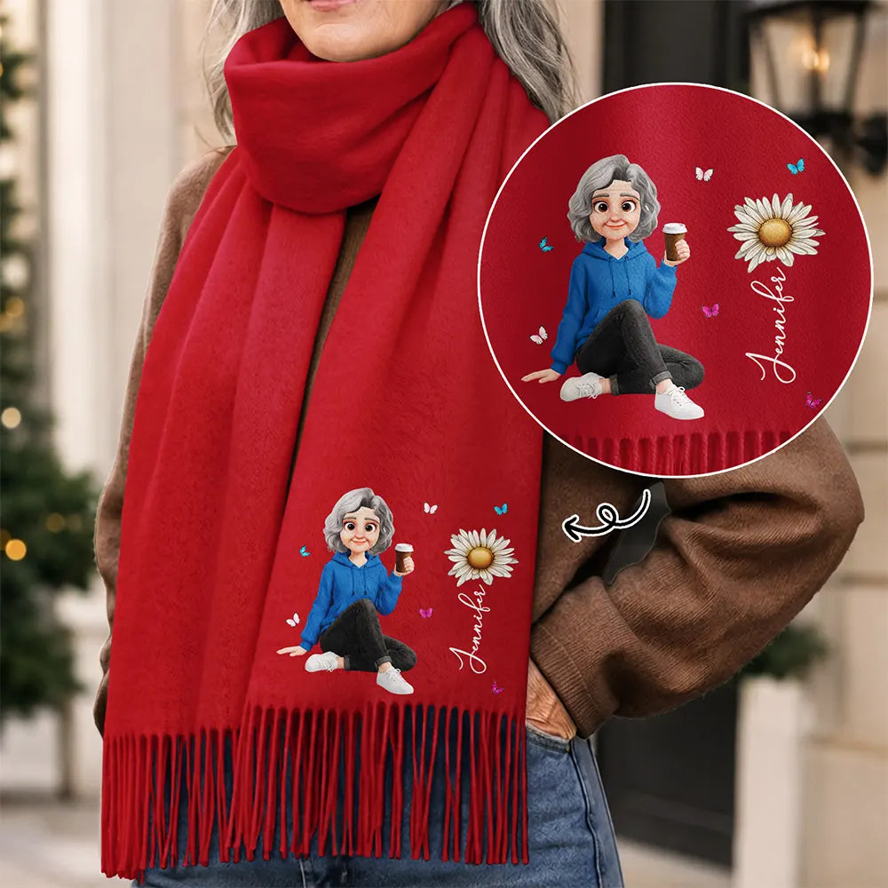 Christmas,Gift For Women,Gift For Yourself,Gifts For Her,Happy,Vector - Birthday Gift For Mom Grandma - Personalized Birth Month Flower Tassel Scarf