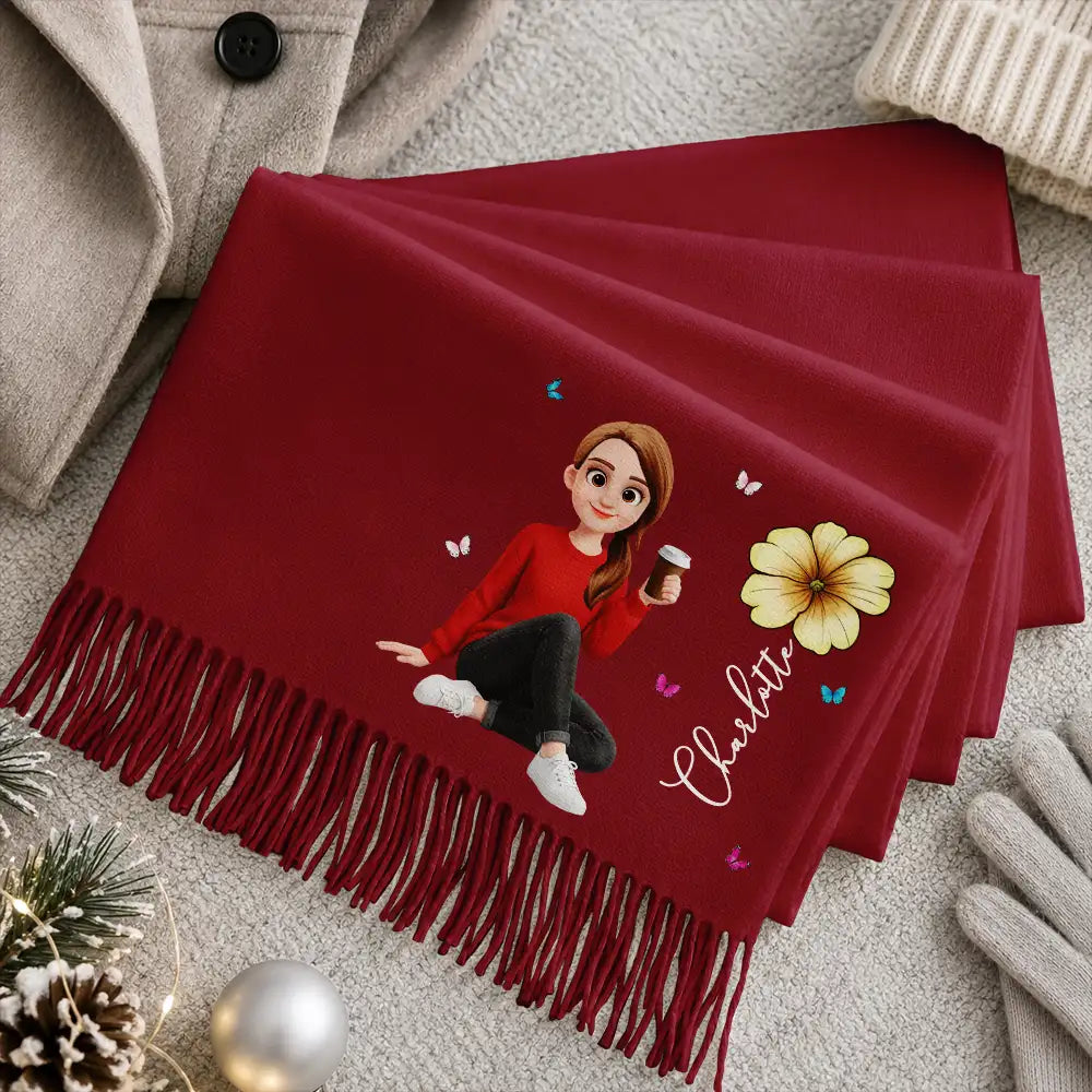 Christmas,Gift For Women,Gift For Yourself,Gifts For Her,Happy,Vector - Birthday Gift For Mom Grandma - Personalized Birth Month Flower Tassel Scarf