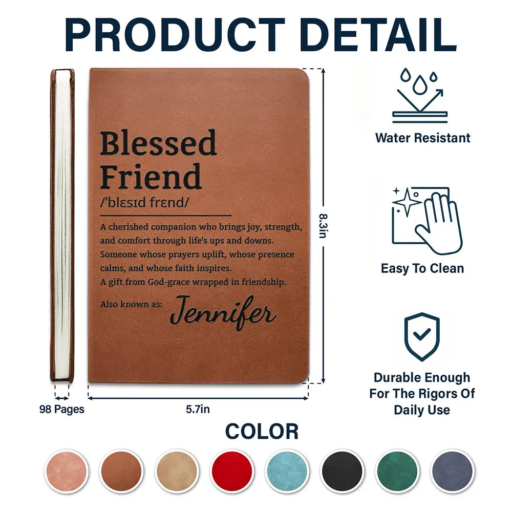 Christian, Gift For Bestie, Gift For Sisters - Blessed Friend Christian Friendship - Personalized Leather Journal