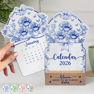 Gift For Yourself,Happy,Christmas - Bloom Where You Are Planted - Personalized Calendar With Wooden Stand