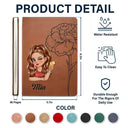 Gift For Yourself,Gift For Wife,Gift For Women,Gift For Aunt,Gift For Mother,Gift For Grandma,Gift For Daughter,Gift For Sibling,Gift For Sisters,Gift For Bestie,Non-Eng - Bloom With Flower And Name - Personalized Leather Journal