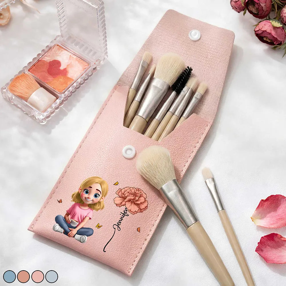 Blooming In Love - Personalized Makeup Brush Bag Set