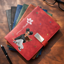 Christmas,Reading,Gift For Yourself,Vector,Happy - Blooming In Love Birth Month Flower - Personalized Leather Notebook Set
