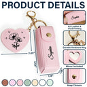 Leather Lipstick Case Keychain With Mirror - Blooming With Birth Month Flower - Personalized Leather Lipstick Case Keychain With Mirror