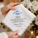 Sentimental,Gift For Children,Gift For Daughter,Wedding,Icon,Custom Text - Blue Wedding Birth Flower Toile For Bride, Daughter - Personalized Handkerchief