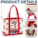Pontoon,Gift For Yourself,Gift For Women,Vector,Happy - Boating Pontoon Queen - Personalized Fabric Tote Bag