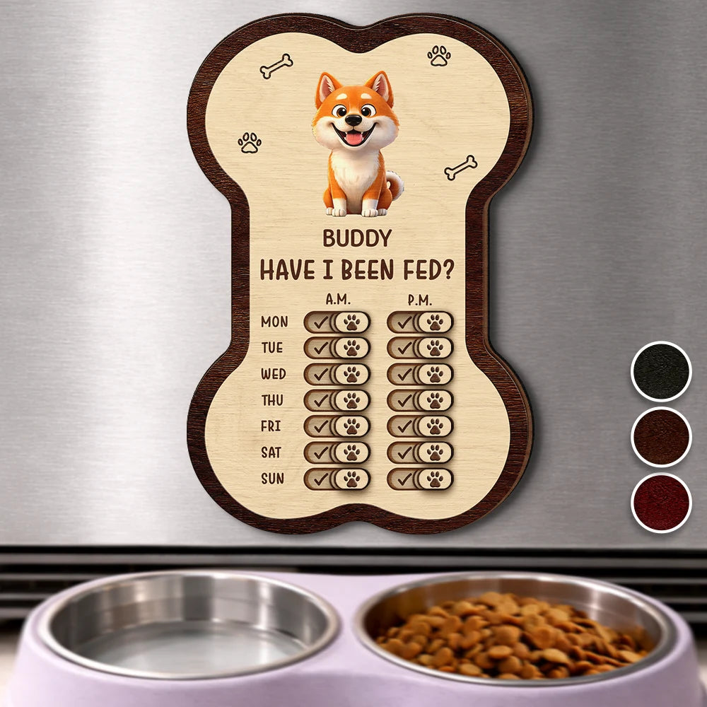 Bone Shaped Feeding And Medication Tracker - Personalized Wooden Pet Feeding Reminder