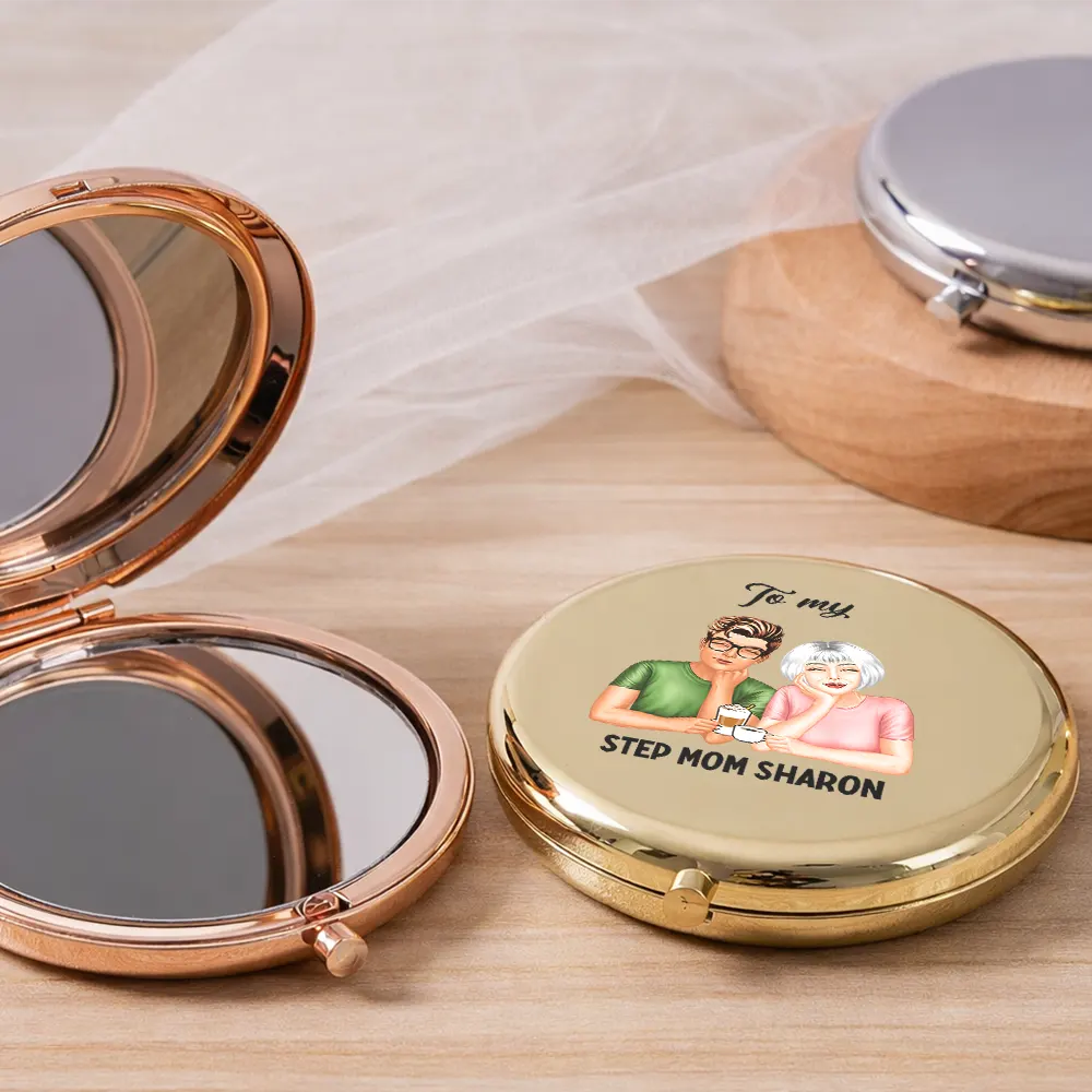 Gift For Mother, Love - Bonus Mom I May Not Have Your Eyes Or Smiles - Personalized Compact Mirror