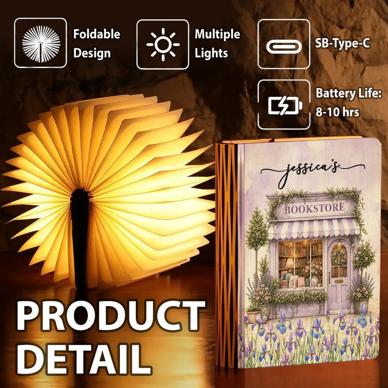 Cozy,Reading,Gift For Yourself,Gift For Women,Icon - Book Lovers Corner Bookstore With Birth Month Flower - Personalized Book Lamp