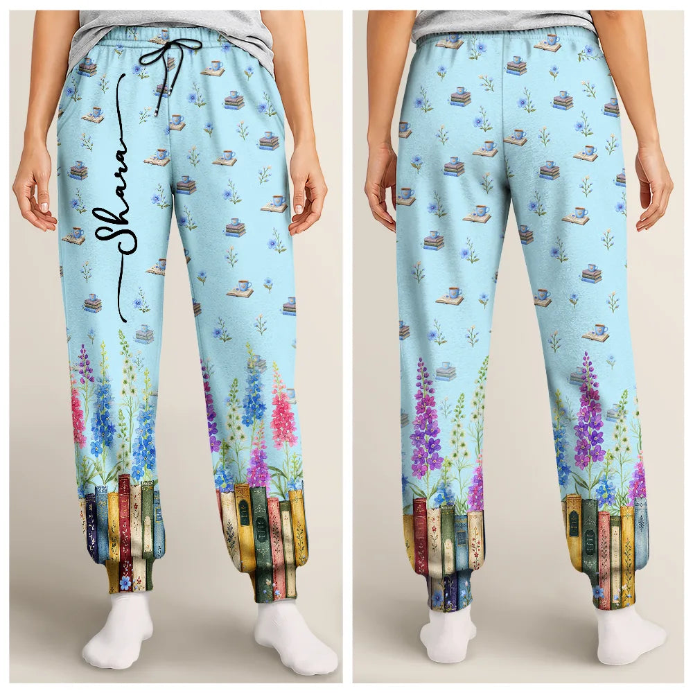 Reading,Gift For Yourself,Gift For Women,Icon,Happy - Book Lovers Watercolor Birth Month Flower - Personalized Pajama Pants