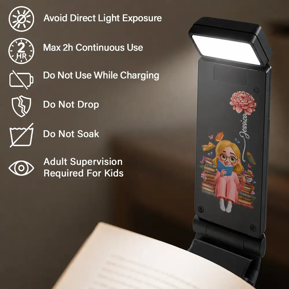 Christmas,Reading,Gift For Yourself,Vector,Happy - Book Lovers With Birth Month Flowers - Personalized Book Light Clip