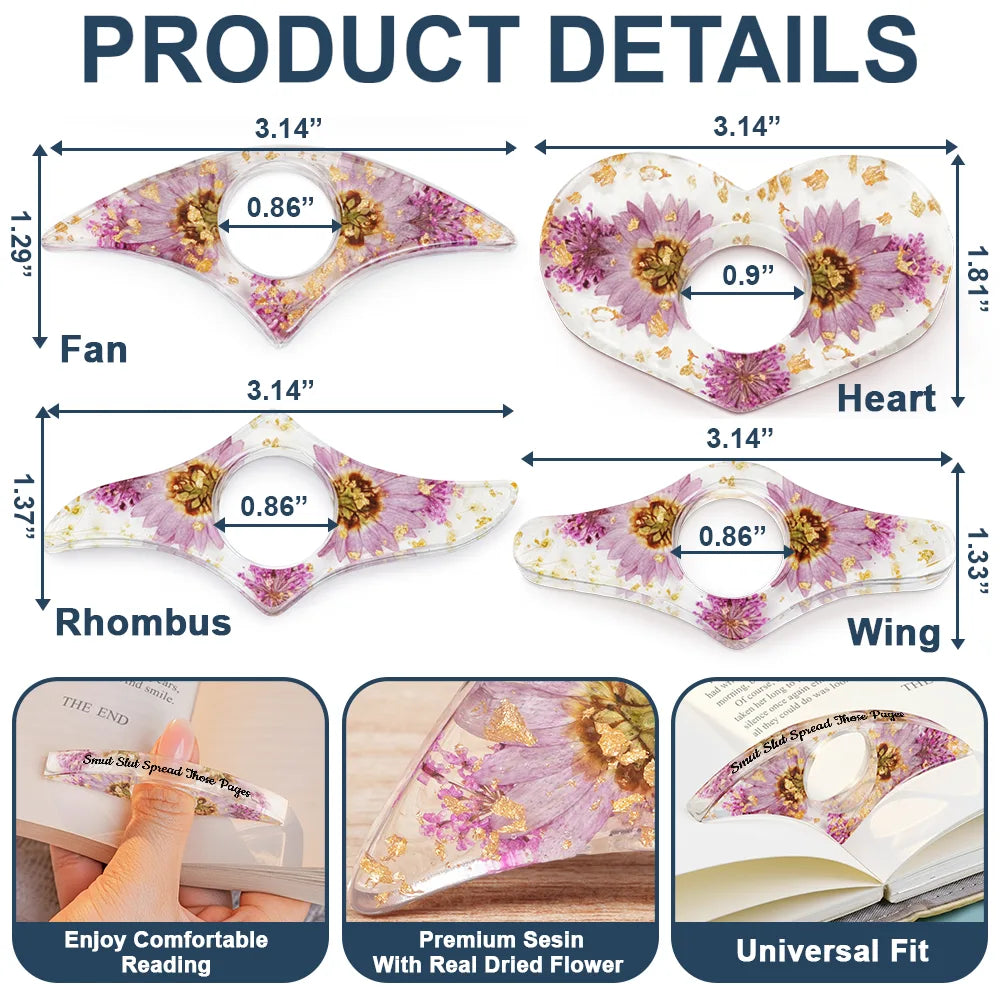 Reading,Gift For Women,Happy - Book Whore Spread Those Pages - Personalized Resin Flower Page Holder