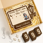 Reading, Gift For Yourself, Gift For Women, Happy - Books Read This Year 3D Effect Reading Girl - Personalized Hanging Tracker Sign