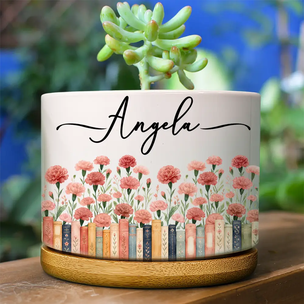 Bookshelf Flower Garden - Personalized Ceramic Plant Pot