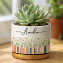 Adorable,Reading,Gift For Yourself,Icon - Bookshelf Flower Garden - Personalized Ceramic Plant Pot