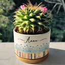 Adorable,Reading,Gift For Yourself,Icon - Bookshelf Flower Garden - Personalized Ceramic Plant Pot