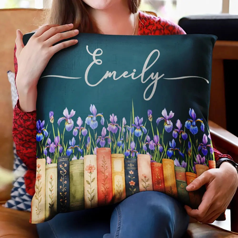 Adorable,Reading,Gift For Yourself,Icon - Bookshelf Flower Garden - Personalized Pillow
