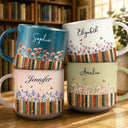 Reading,Gift For Yourself,Adorable,Icon - Bookshelf Flower Garden - Personalized Pottery Mug
