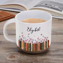 Reading,Gift For Yourself,Adorable,Icon - Bookshelf Flower Garden - Personalized Pottery Mug