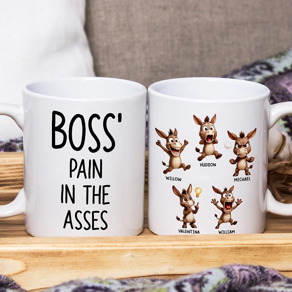 Boss' Little Trouble 3D Effect Funny Donkey - Personalized Mug