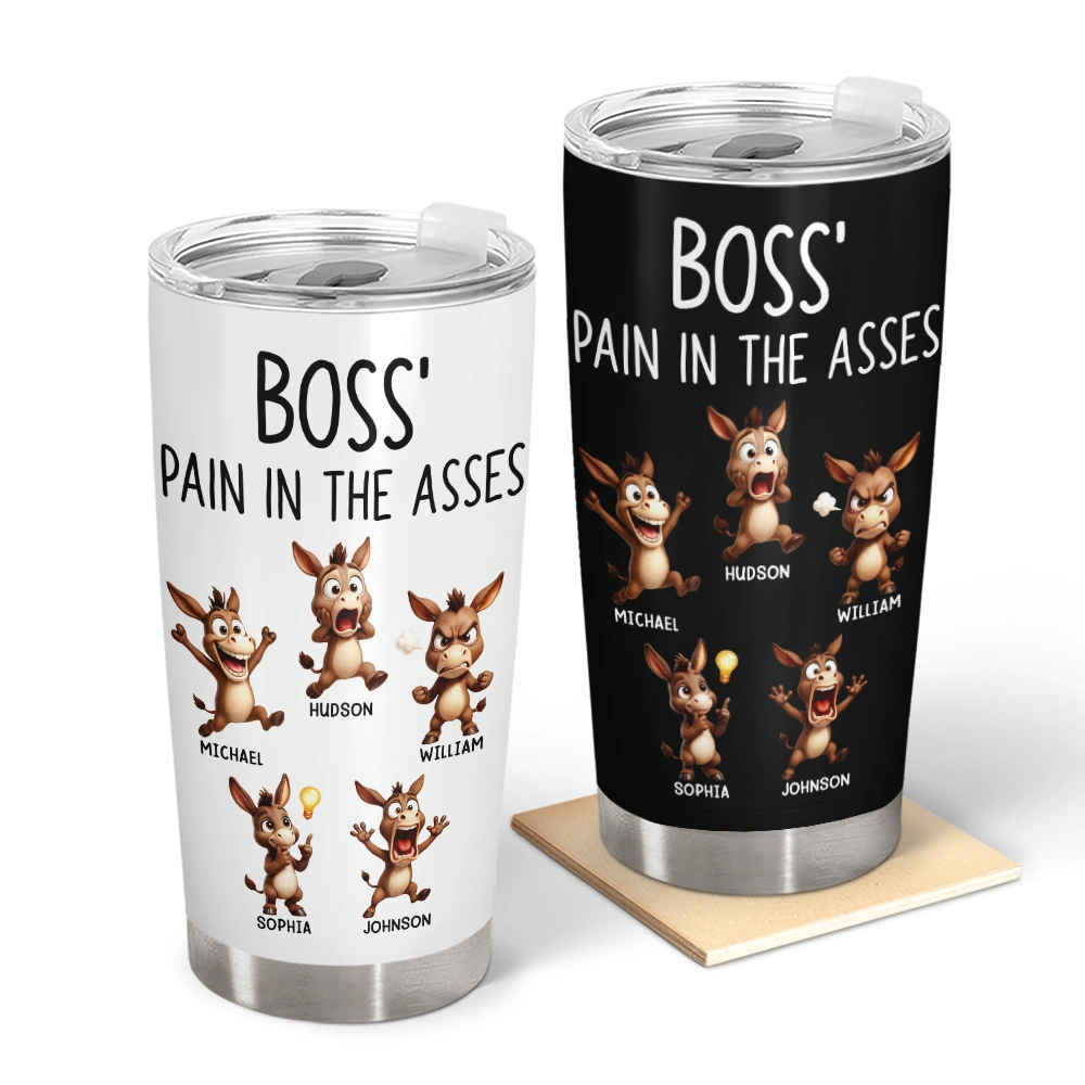 Boss' Little Trouble 3D Effect Funny Donkey - Personalized Tumbler