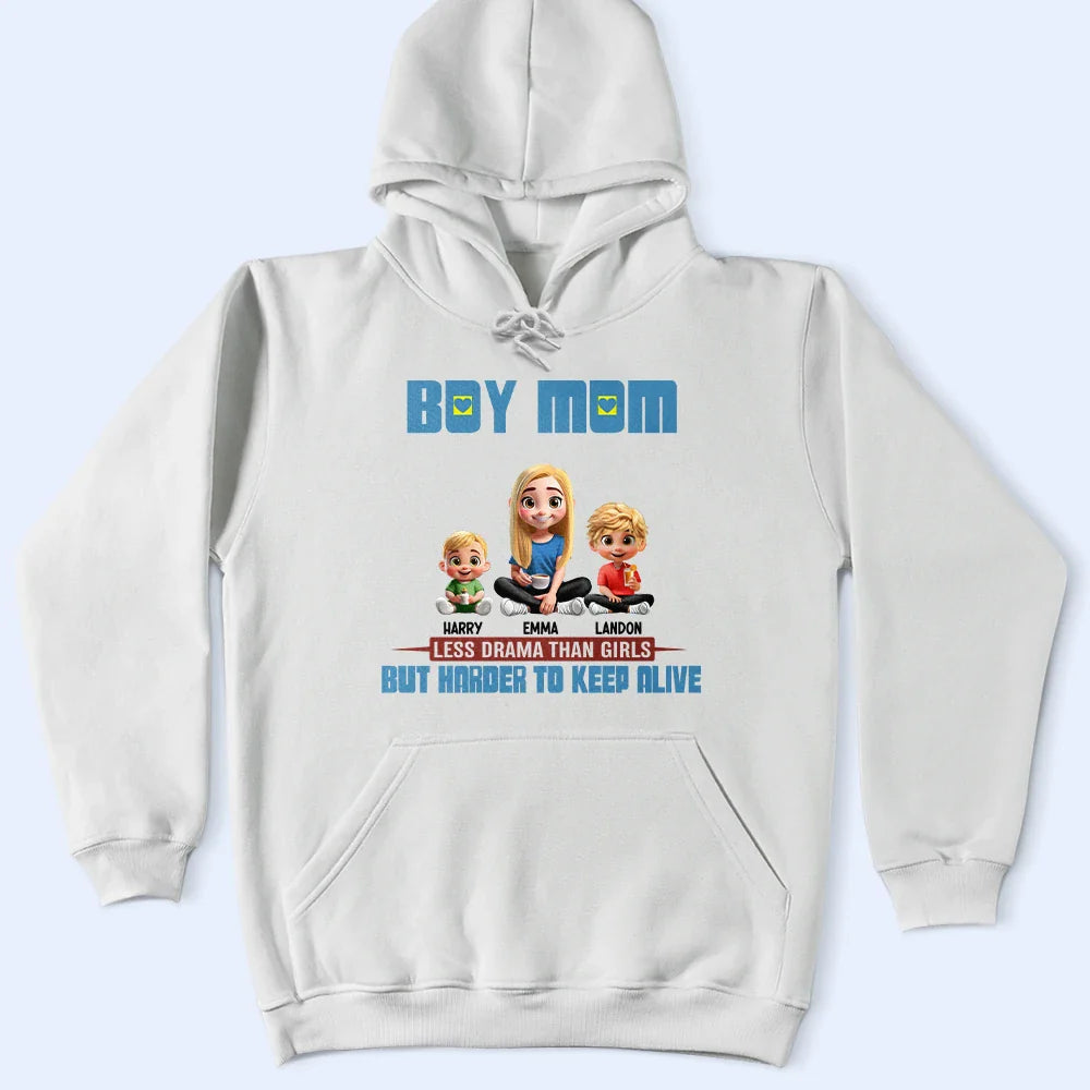 Gift For Mother, Mom - Sons, Happy - Boy Mom Less Drama Than Girls 3D Effect - Personalized T Shirt
