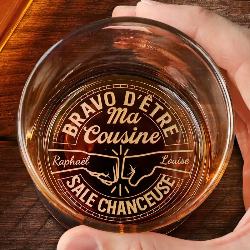 Gift For Husband,Gift For Boyfriend,Gift For Men,Gift For Brothers,Gift For Sibling,Gift For Bestie,Cousin,Funny,French,Non-Eng,Sarcastic - Bravo D’être Mon Frère - Verre À Whisky Gravé Personnalisé