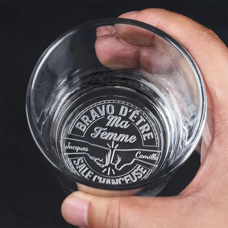 Gift For Husband,Gift For Boyfriend,Gift For Men,Gift For Brothers,Gift For Sibling,Gift For Bestie,Cousin,Funny,French,Non-Eng,Sarcastic - Bravo D’être Mon Frère - Verre À Whisky Gravé Personnalisé