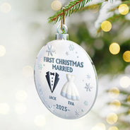 Christmas,Gift For Couples,Gift For Husband,Gift For Wife,Happy - Bride & Groom Happily Ever After - Personalized Custom Shaped Acrylic Ornament