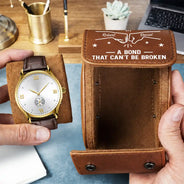 Gift For Brothers,Cousin,Gift For Sibling,Gift For Men,Happy,Icon,Proud - Brothers A Bond That Can't Be Broken - Personalized Leather Watch Case