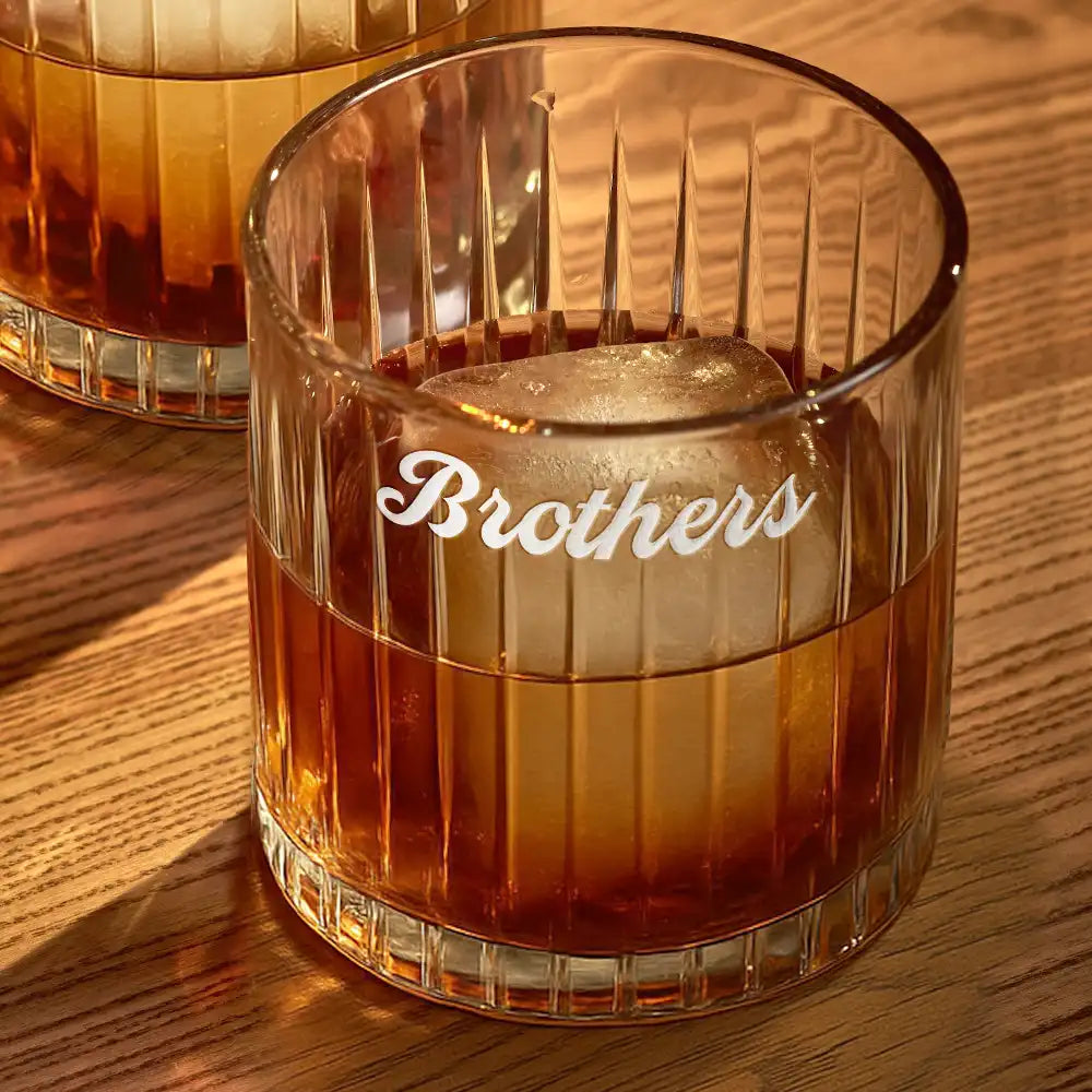 Gift For Brothers,Gift For Sisters,Gift For Sibling,Cousin,Gift For Women,Gift For Men,Happy - Brothers A Bond That Can't Be Broken - Personalized Rocks Whiskey Glass