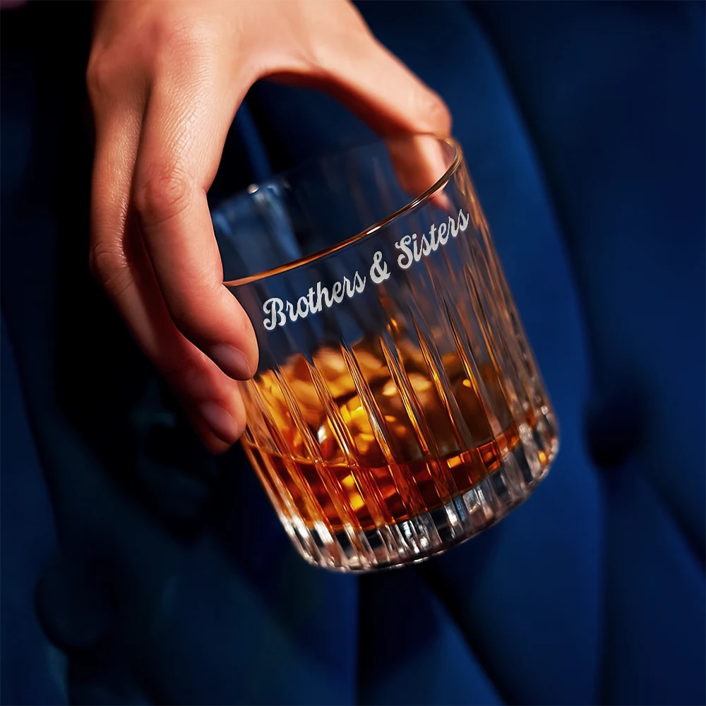 Gift For Brothers,Gift For Sisters,Gift For Sibling,Cousin,Gift For Women,Gift For Men,Happy - Brothers A Bond That Can't Be Broken - Personalized Rocks Whiskey Glass