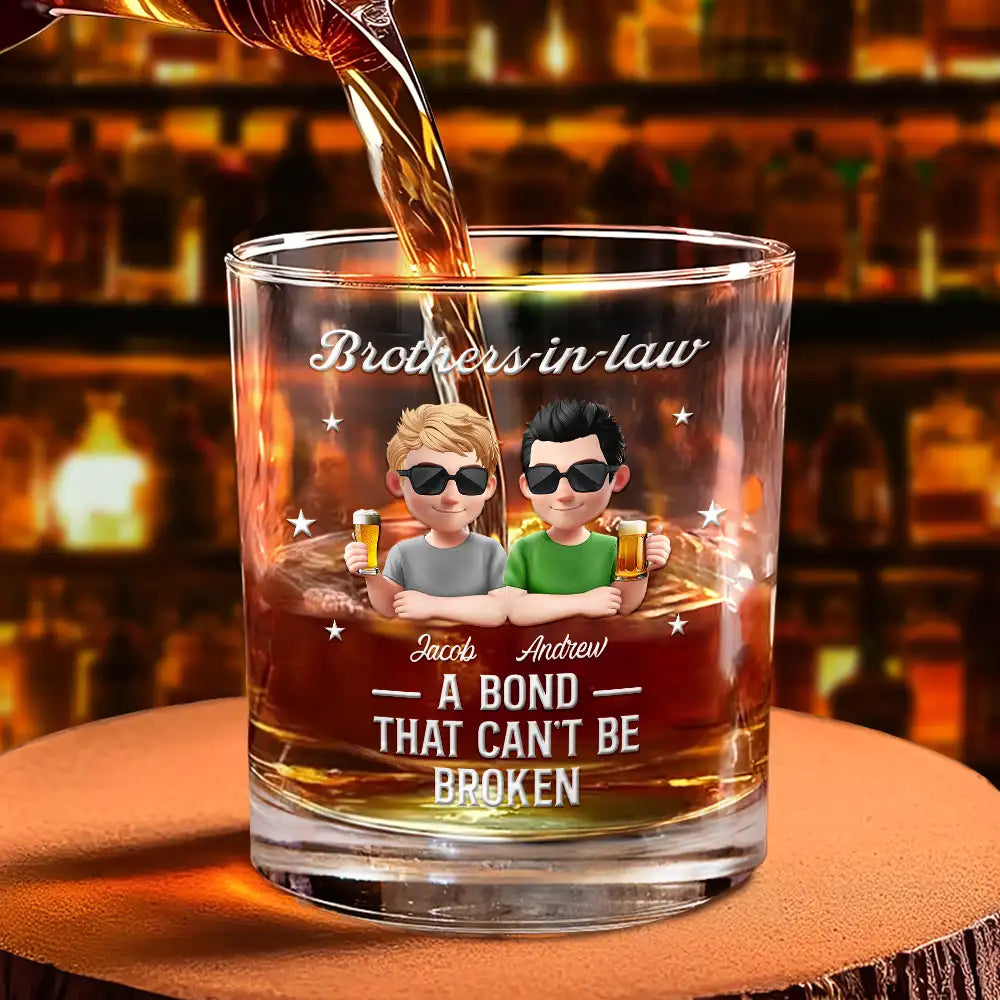 Gift For Brothers,Gift For Sisters,Gift For Sibling,Cousin,Gift For Women,Gift For Men,Happy - Brothers A Bond That Can't Be Broken - Personalized Whiskey Glass