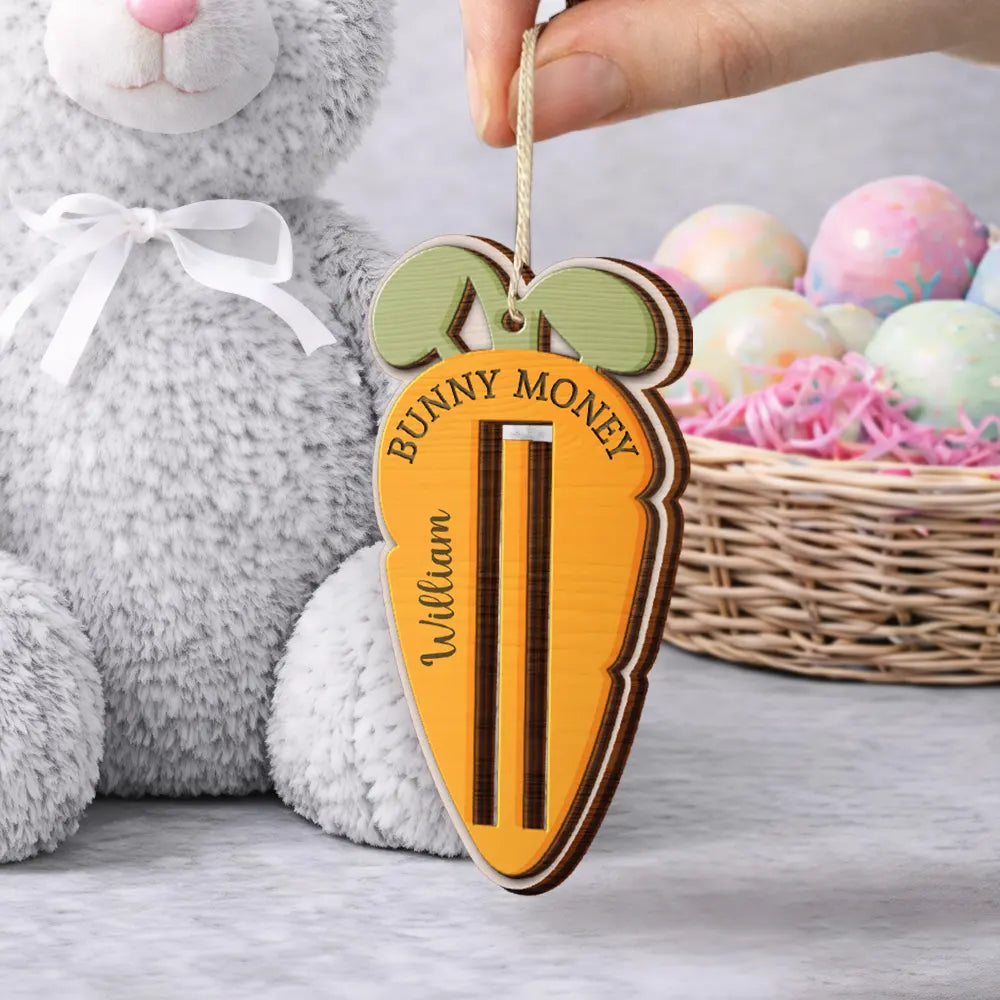 Easter,Happy,Gift For Kids,Parents - Bunny Money Holder - Personalized 2-Layered Wooden Ornament