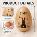 Gift For Kids,Grandma - Grandkids,Gift For Grandkids,Dad - Children,Mom - Children,Easter,Happy - Bunny With Spring Flowers - Personalized Musical Wooden Easter Egg Shaker