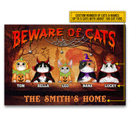 Cat Cosplay Beware Of Cats Custom Doormat, Pumpkin, Devil & Witch Cat Costumes, Personalized Halloween Decor