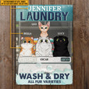 Cat Laundry Wash & Dry Custom Classic Metal Signs, Personalized Funny Cat Sign, Gift For Cat Lovers