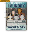 Cat Laundry Wash & Dry Custom Classic Metal Signs, Personalized Funny Cat Sign, Gift For Cat Lovers