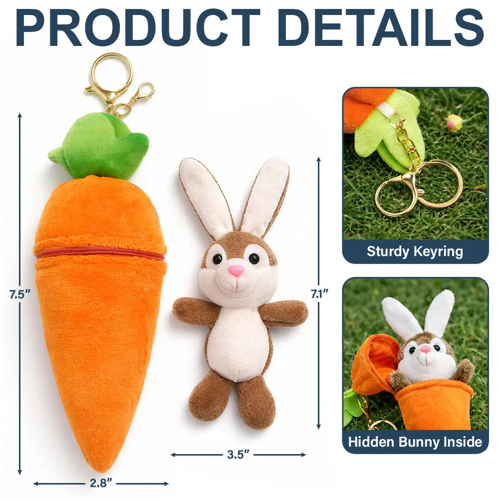 Easter,Happy,Parents,Dad - Children,Mom - Children,Gift For Kids - Adorable Bunny With Custom Name - Personalized Plush Reversible Carrot Bunny Keychain