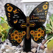 Christian God Has You In His Arms - Memorial Gift - Personalized Custom Butterfly Acrylic Plaque Stake
