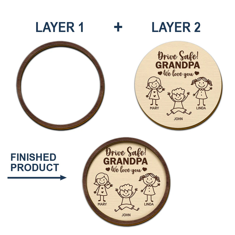 Gift For Grandpa,Gift For Grandma,Gift For Grandparents,Gift For Mother,Gift For Father,Christmas,Happy,Stick Figure - Drive Safe Grandpa Daddy Kid Stick Figures - Personalized Custom Shaped Car Visor Clip