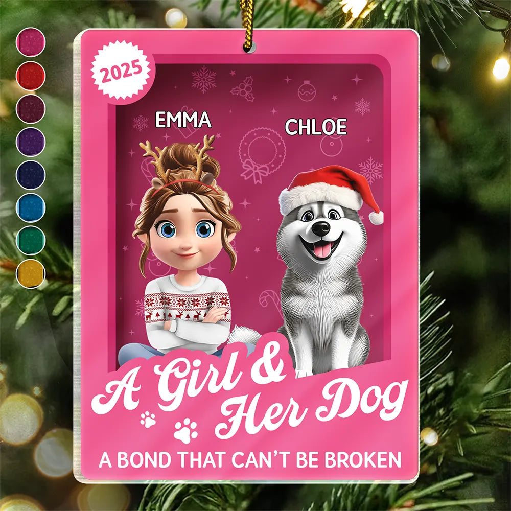 A Girl & Her Dogs Unbreakable Bond Toy Box - Personalized Custom Shaped Acrylic Ornament