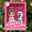 Pet Lovers,Pet Mom,Pet Dad,Dog Lovers,Dog Mom,Dog Dad,Happy,Christmas,Top Market - A Girl & Her Dogs Unbreakable Bond Toy Box - Personalized Custom Shaped Acrylic Ornament