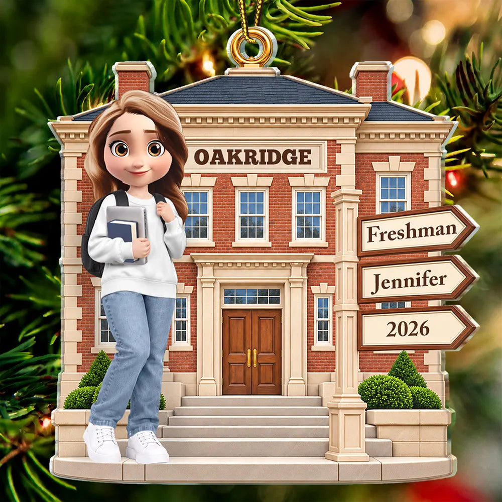 Christmas,Happy,Top Market,Vector - Christmas Keepsake Gift For College Student - Personalized Freshman Acrylic Ornament