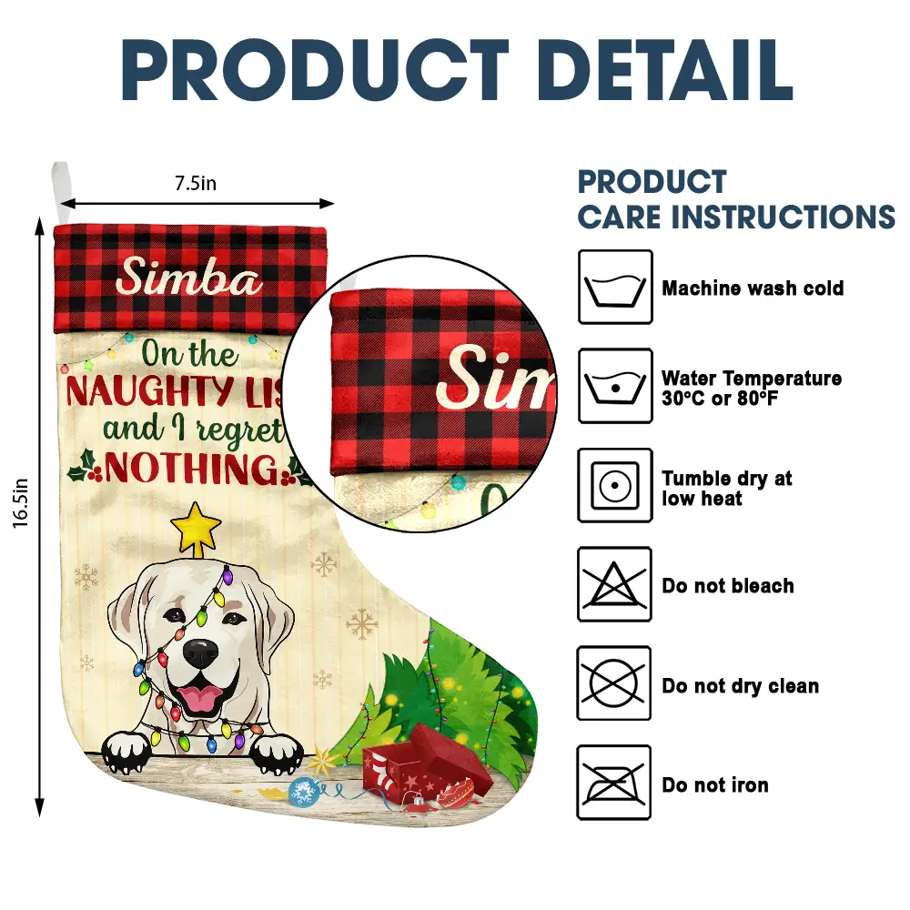 On The Naughty List And I Regret Nothing Cat Dog - Personalized Christmas Stocking