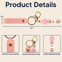 Gift For Yourself, Gift For Women, Adorable, Icon - Birth Month Flower Woman Name - Personalized Leather Beaded Keychain