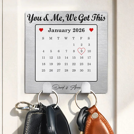 Calendar Couple The Day Our Journey Began - Personalized Mini Key Hook