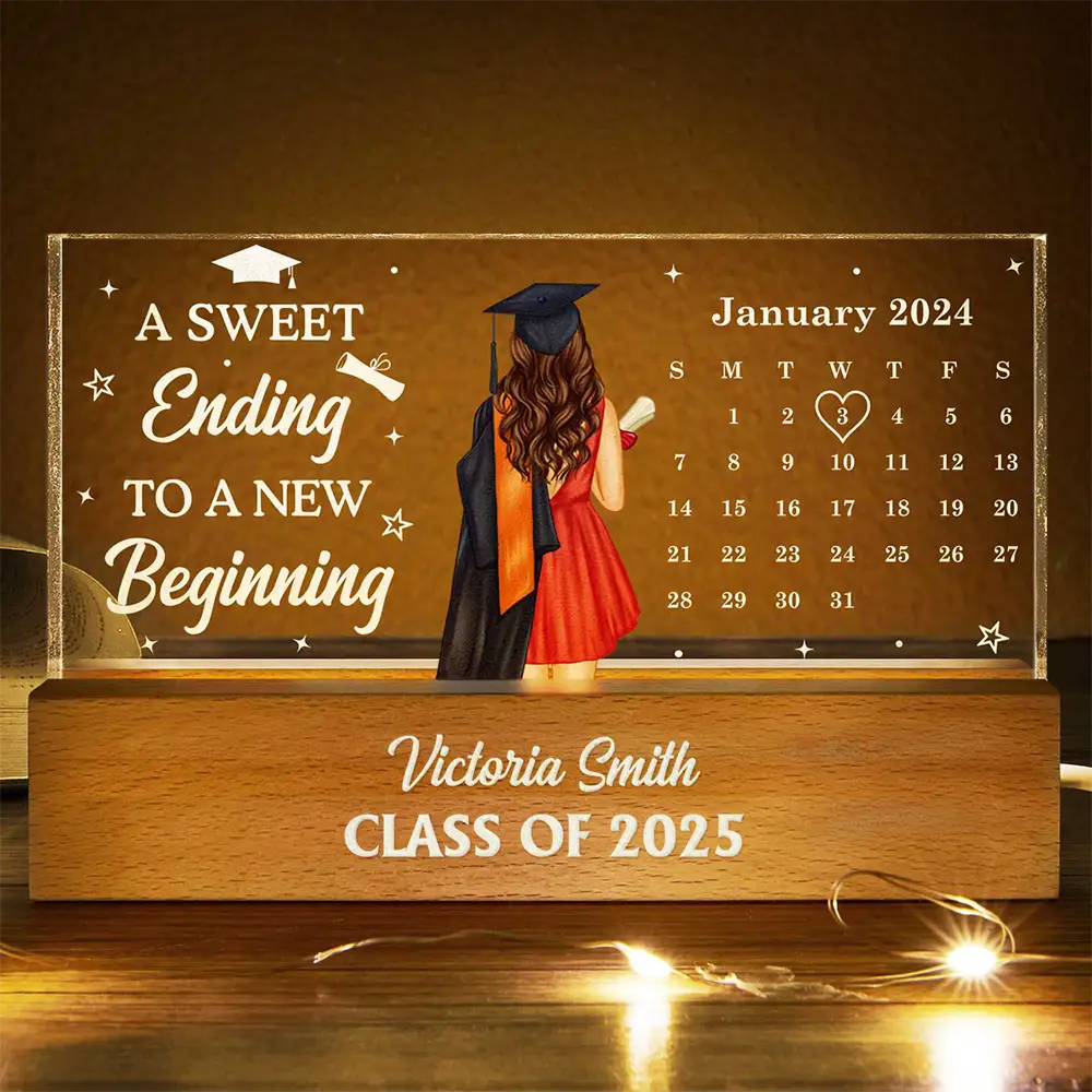 Calendar A Sweet Ending To A New Beginning - Personalized Rectangle LED Light