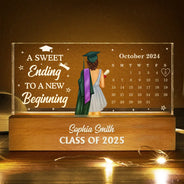 Graduation,Dad,Mom,Children,Gift For Sibling,Gift For Bestie - Calendar Graduation Behind You All Your Memories - Personalized Rectangle LED Light