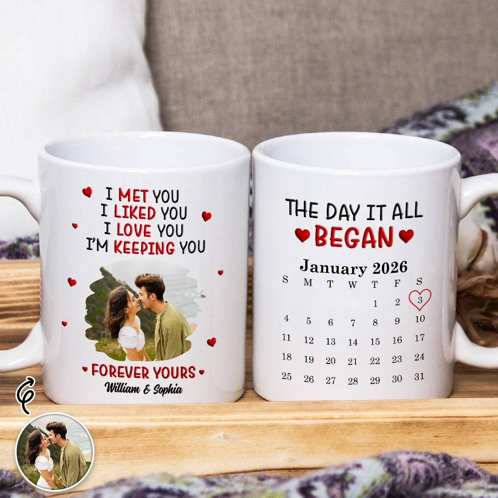 Gift For Couples, Gift For Husband, Gift For Wife, Gift For Boyfriend, Gift For Girlfriend, LGBT, Love - Custom Photo I Met You Liked You Love You Forever - Personalized Mug